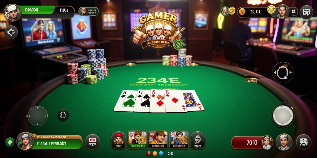 Screenshot memainkan Poker dengan pemain yang antusias.