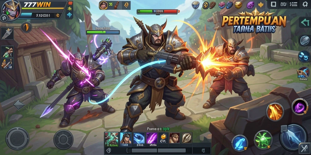Gameplay seru dan intens dari 77WIN MOBA.