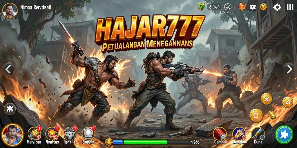 Tangkapan layar menampilkan aksi intens dari permainan HAJAR777.
