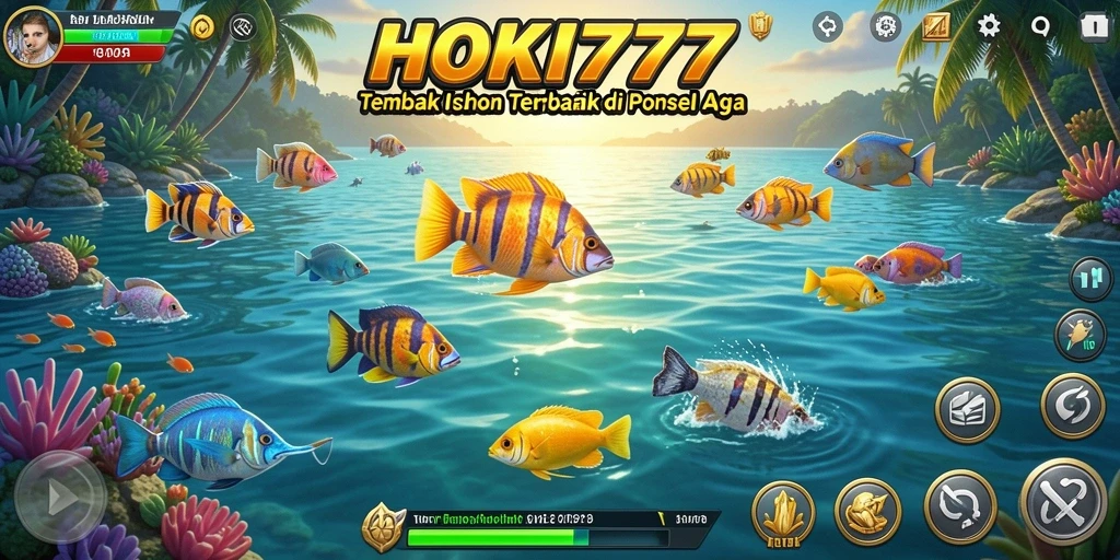 Tampilan gameplay HOKI777 yang menarik dengan aksi tembak ikan.