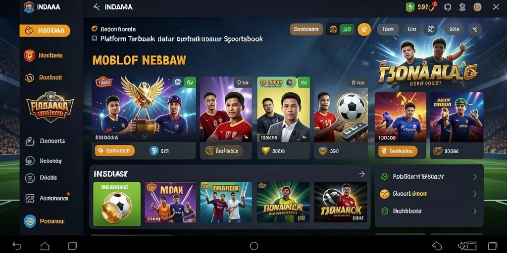 Antarmuka pengguna INDAAA saat bermain Sportsbook.