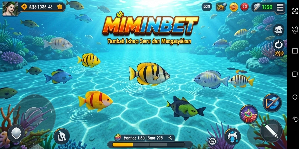 Screenshot gameplay MIMINBET, menunjukkan aksi tembak ikan yang seru.