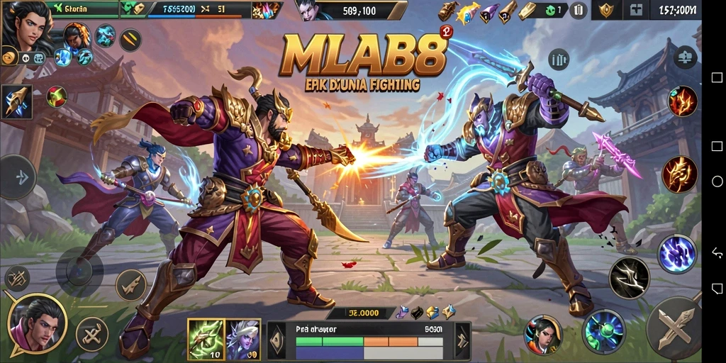 Screenshot gameplay MLBB8 yang menampilkan pertarungan seru dan karakter unik.