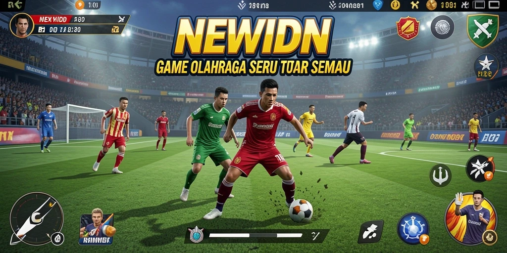 Tampilan gameplay seru di NEWIDN dengan aksi olahraga yang mendebarkan.