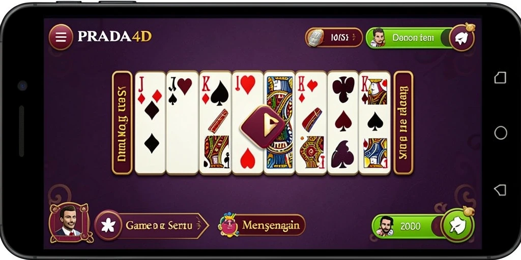 Screenshot gameplay PRADA4D menampilkan aksi seru dalam permainan Domino.
