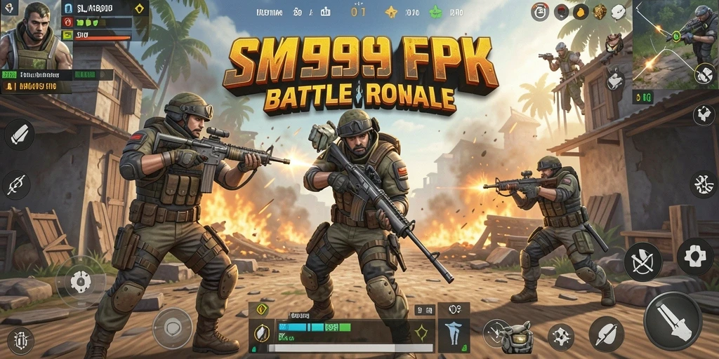 Tampilan gameplay SL999 yang intens dalam pertempuran Battle Royale.