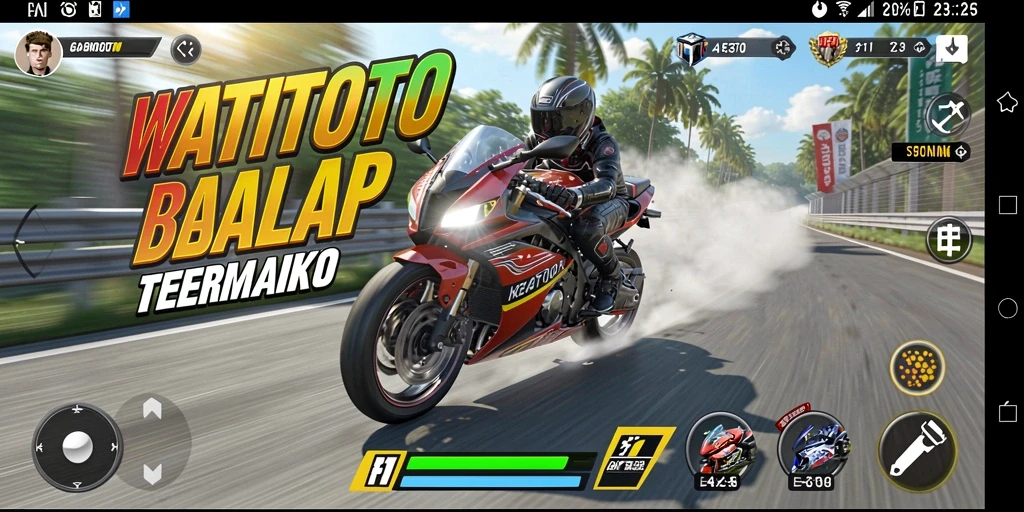 Gameplay mendebarkan balap motor di WATITOTO.
